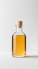 Showcasing Modern Luxury A Transparent Glass Bottle with Gold in a Stylish Urban Decorative Art Setting