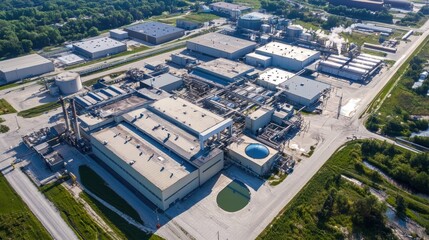 Obraz premium Aerial View of Industrial Facility with Machinery and Infrastructure