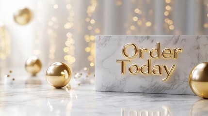 Order Today: Elegant Marble Sign with Golden Accents 