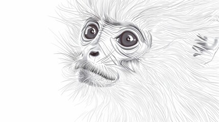 Obraz premium Detailed Sketch of Langur Monkey on Clean Background