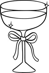 Coquette Martini Glass Doodle Coloring Image