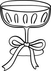Retro Coquette Wine Glass Doodle Coloring Image