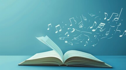 Music Notes Flowing Out of an Open Book