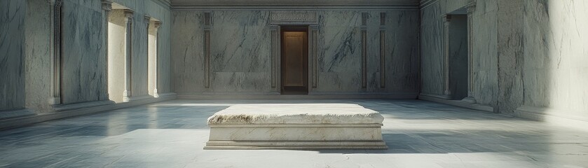 Serene Marble Chamber: Contemplative Solitude in an Architectural Sanctuary