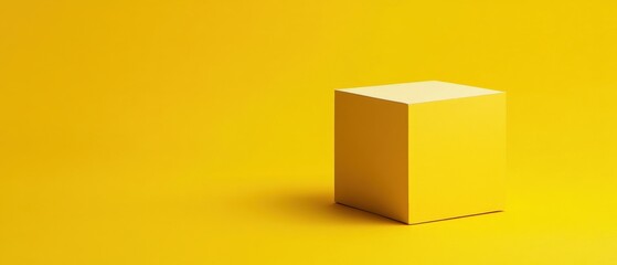 Fototapeta premium minimalist yellow cube on a bright background