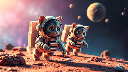 cute cat astronaut in space