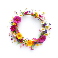 round wreath of wild flowers