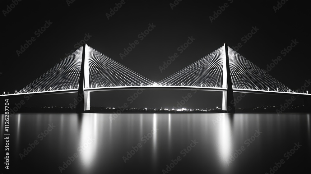 Poster a detailed minimalist shot of smooth bridge lighting, with a plain backdrop, drawing attention to th