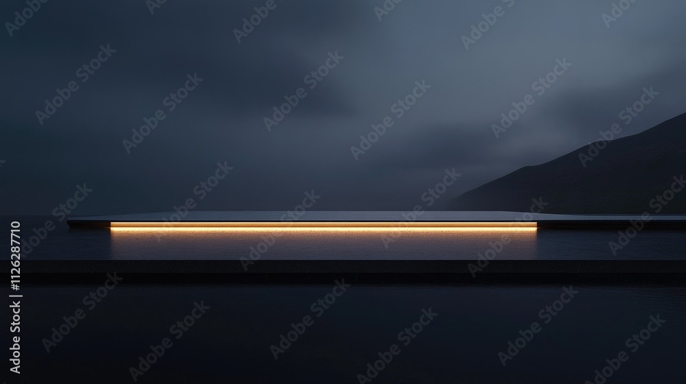 Poster A detailed minimalist shot of sleek bridge lighting, with a simple backdrop emphasizing the architectural elegance of the structure.