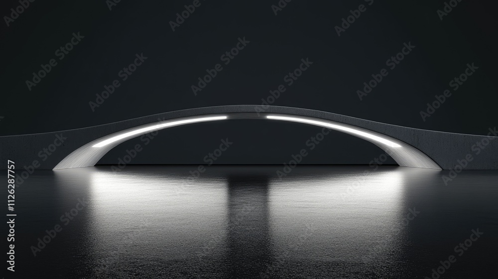 Poster a detailed minimalist shot of smooth bridge lighting, with a plain backdrop, drawing attention to th