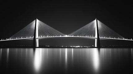 Obraz premium A detailed minimalist shot of smooth bridge lighting, with a plain backdrop, drawing attention to the refined design and subtle illumination.