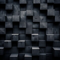 Dark stone brick wall texture with natural cracks and rugged surface. Architectural background for design and decoration.