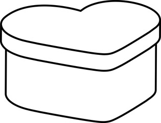 Heart shaped gift box Outline Vector.
Heart shaped Valentine's Day gift box coloring drawing.
Transparent background.