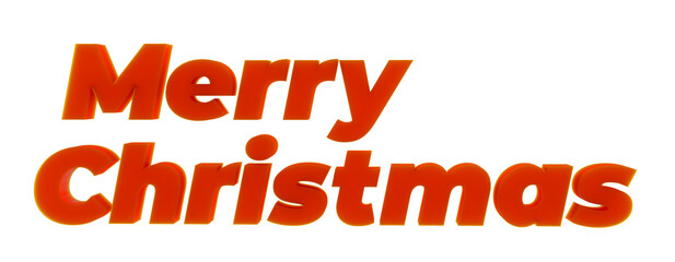 bright red 3D inscription Merry Christmas on a transparent background