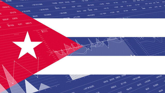 Cuba flag - Waving flag on report analytics data statement - Powered by Adobe