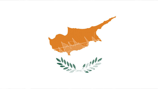 Cyprus flag - Waving flag on report analytics data statement - Powered by Adobe