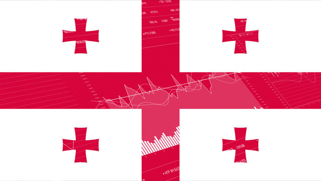 Georgia flag - Waving flag on report analytics data statement - Powered by Adobe