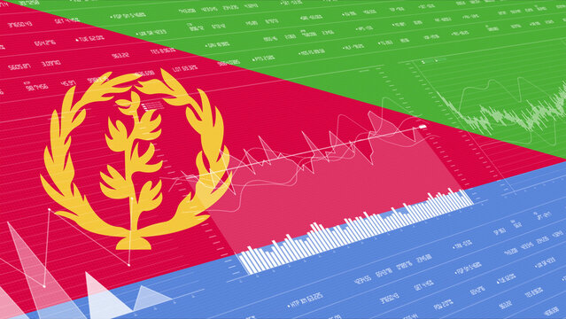 Eritrea flag - Waving flag on report analytics data statement - Powered by Adobe