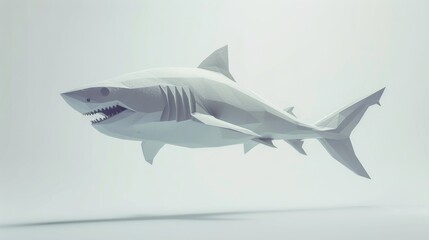 Obraz premium Minimalist 3D White Shark Design