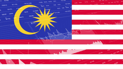 Malaysia flag - Waving flag on report analytics data statement