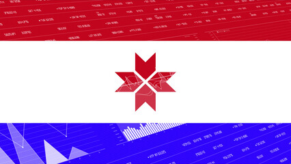 Mordovia flag - Waving flag on report analytics data statement
