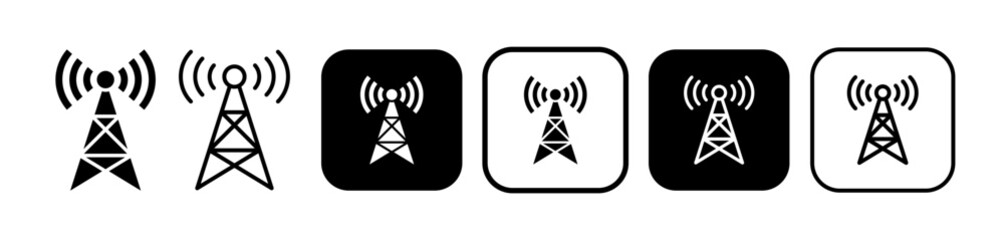Icons representing antennas and radio waves