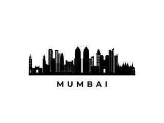 Vector Mumbai skyline. Travel Mumbai famous landmarks. Business and tourism concept for presentation, banner, web site.