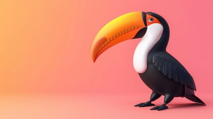 Obraz premium Minimalist 3D Toucan on Gradient Background