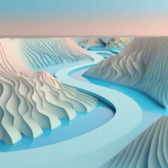 침식으로 인한 푸른 빛 곡선과 물의 노출 일러스트. 03