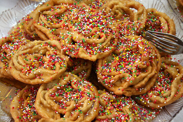 Cartellate - Typical Christmas cake fried and seasoned with vincotto or honey from Taranto, Puglia, Italy