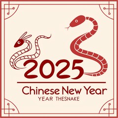 Fototapeta premium Red snake illustrations, Chinese New Year 2025, the year of the Snake.