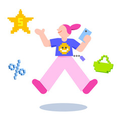 Woman shopping online on phone