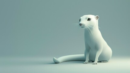 Minimalist 3D Weasel on Clean Background