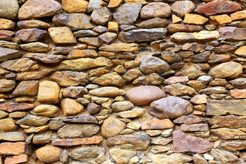 Detail of  stone wall at Inca Fortress in Ollantaytambo, Peru