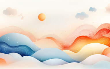 Fresh natural scenery art illustration