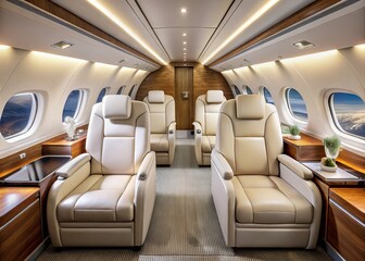 Private Jet Cabin Interior - Empty Modern Design