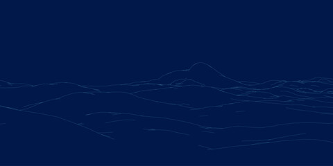 Vector retro futuristic background. Abstract digital landscape on horizon. Outline landscape background. Big Data Digital retro landscape Retro Sci-Fi Background.