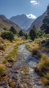 Scenic Mountain Stream Hiking Trail Zagros Mountains Landscape