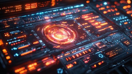 Fototapeta premium Futuristic Interface with Bright Lights and Modern Technology Elements