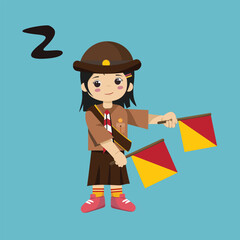 Pramuka girl sandi morse semaphore z a kid student