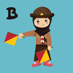 Pramuka girl sandi morse semaphore B a kid student