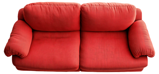 PNG Red two-seater sofa with padded cushions