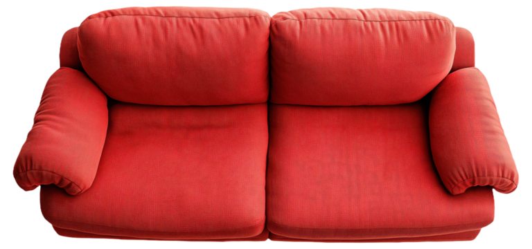 PNG Red two-seater sofa with padded cushions