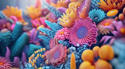Vibrant Colorful Abstract Floral Artwork Display