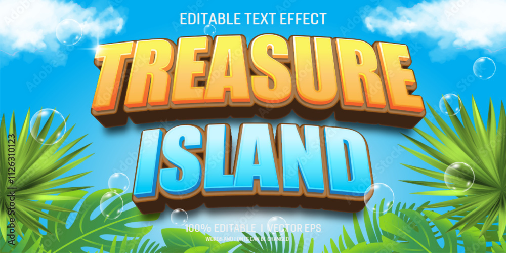 Aufkleber  treasure island vector text effect with modern style design