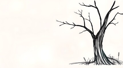 Obraz premium Bare Winter Tree Sketch,