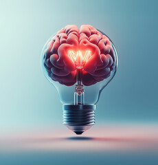 Brain represented as a light bulb symbolizing ideas and creativity in a modern, abstract design