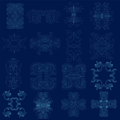 Contour Ornaments vector design set. Print able illustration ornaments design,