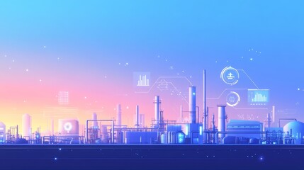 Digital twin technology being used in an industrial setting, such as an oil and gas refinery or factory. Industry technology