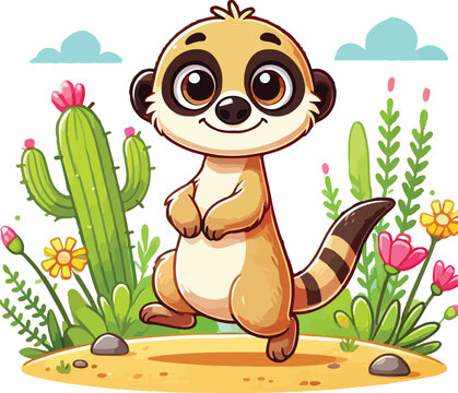 Cute meercat vector on white background